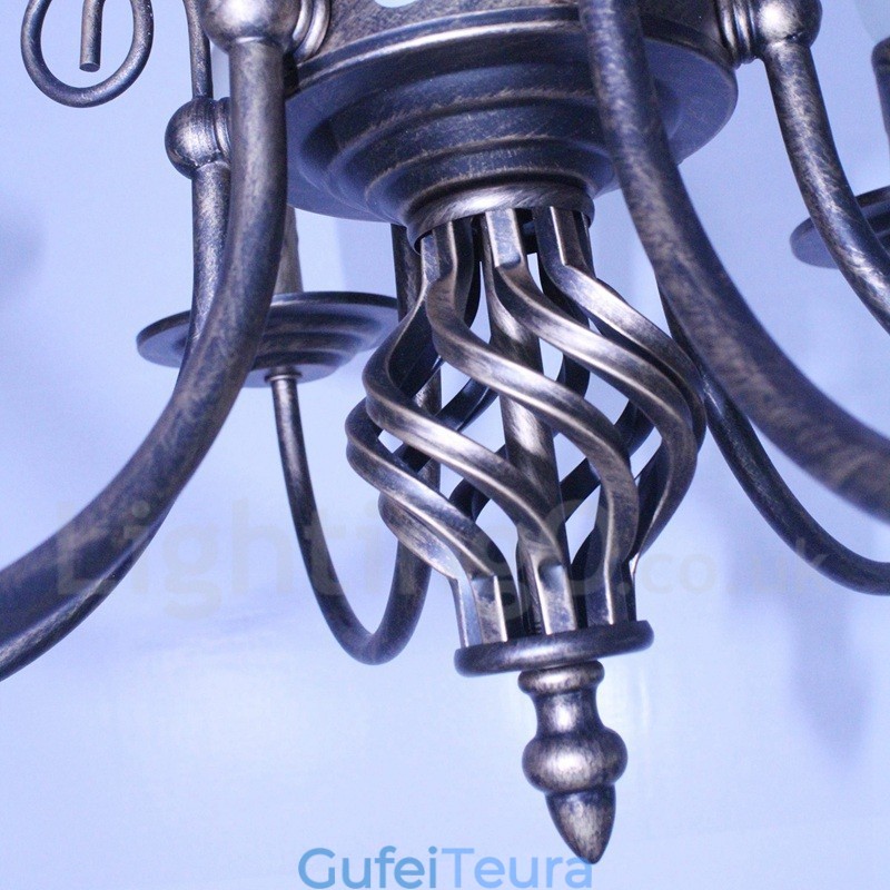 6 אור כפרי רטרו וינטג' תליון נר שחור לבן נברשת