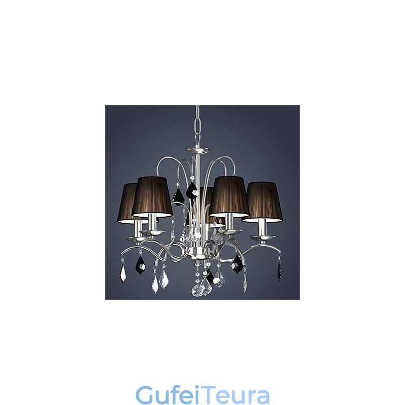 גוון מנורת בד קריסטל נברשת 5 נורות