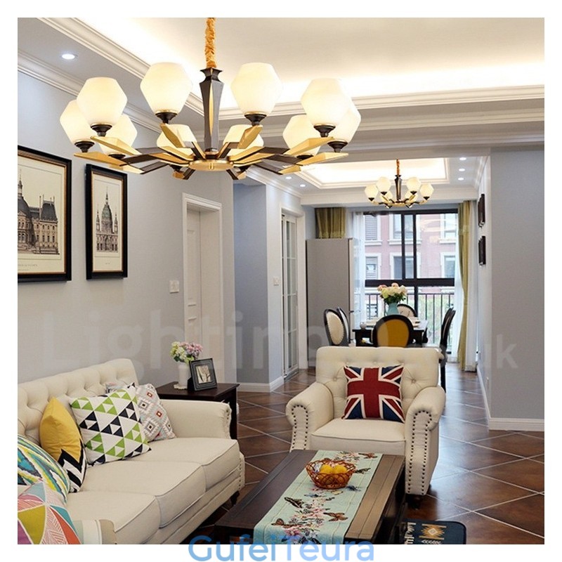 פליז טהור יוקרתי כפרי רטרו וינטג' פליז תליון נברשת נר עם גווני זכוכית