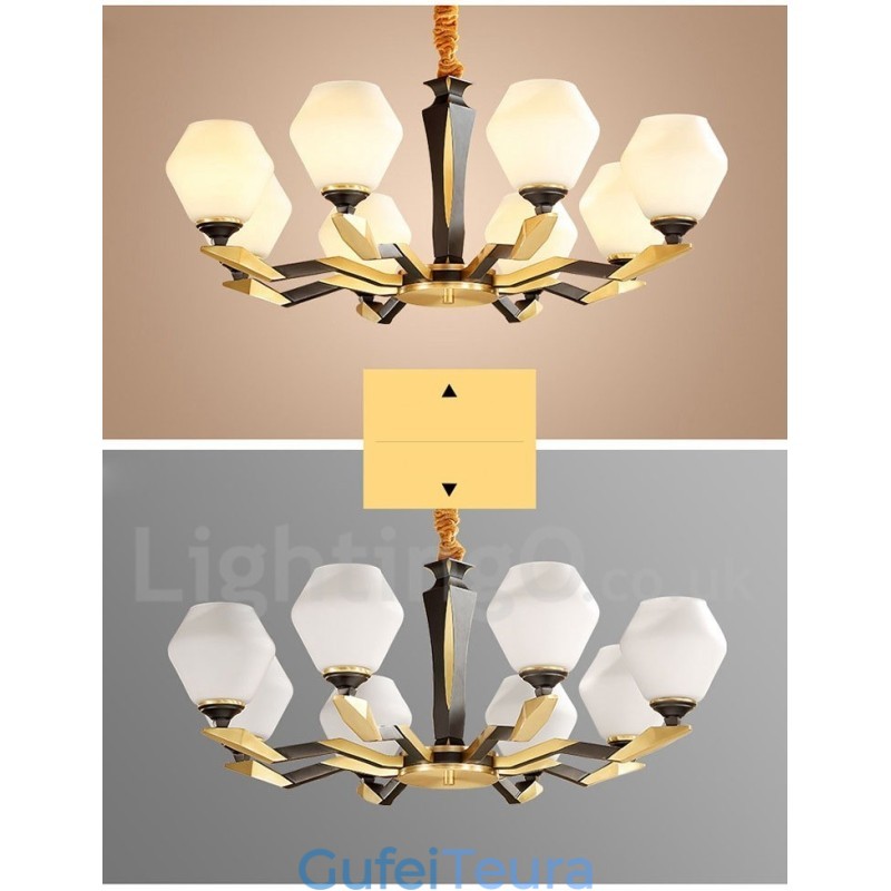 פליז טהור יוקרתי כפרי רטרו וינטג' פליז תליון נברשת נר עם גווני זכוכית