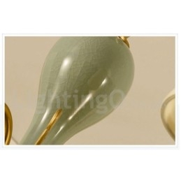 פליז טהור יוקרתי כפרי רטרו וינטג' פליז קרמיקה תליון נברשת נר עם גווני בד