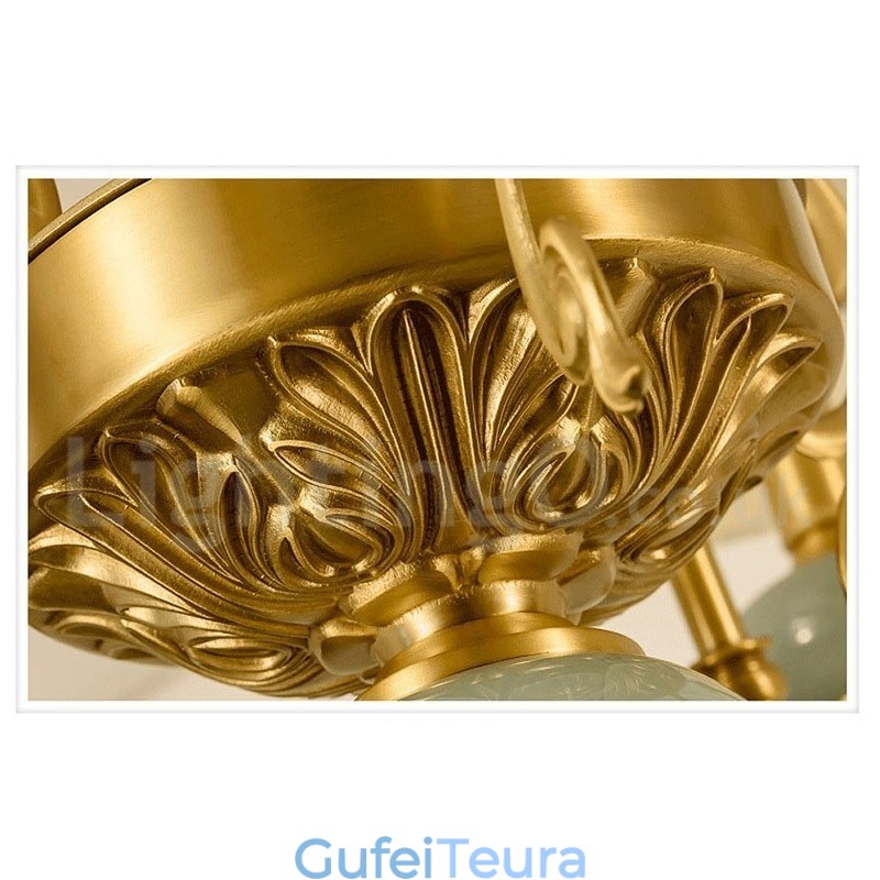 פליז טהור יוקרתי כפרי רטרו וינטג' פליז קרמיקה תליון נברשת נר עם גווני בד