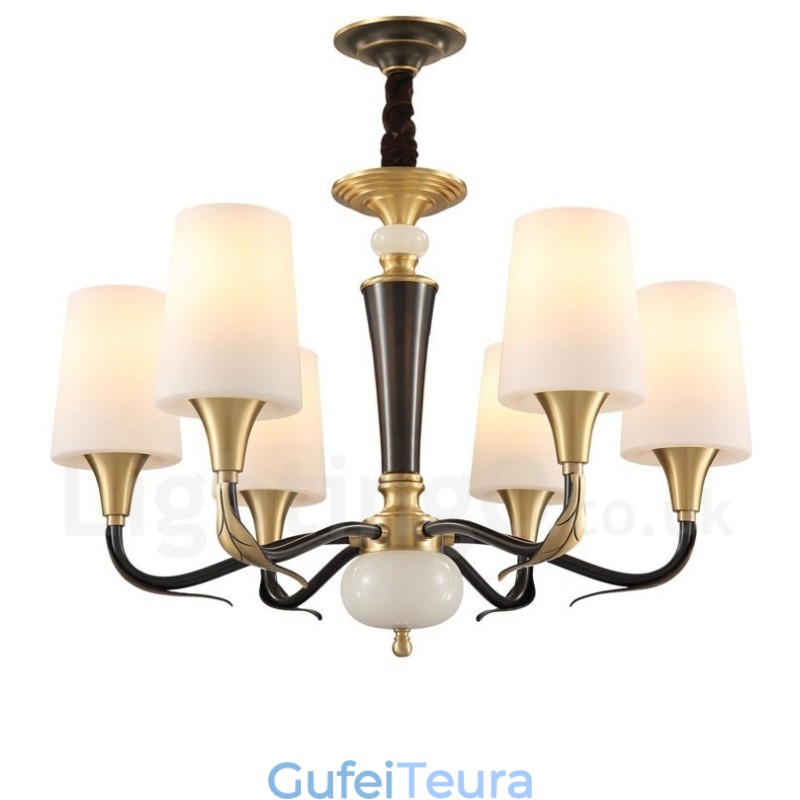 פליז טהור יוקרתי כפרי רטרו וינטג' נברשת אבן פליז תליון נר עם גווני זכוכית