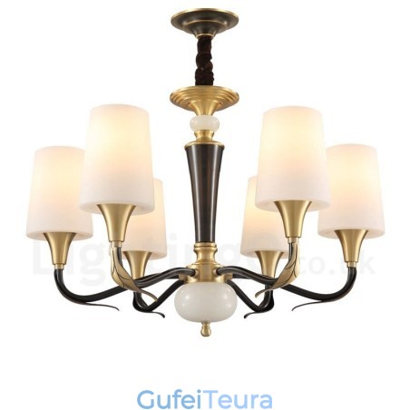 פליז טהור יוקרתי כפרי רטרו וינטג' נברשת אבן פליז תליון נר עם גווני זכוכית