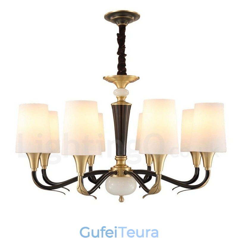 פליז טהור יוקרתי כפרי רטרו וינטג' נברשת אבן פליז תליון נר עם גווני זכוכית