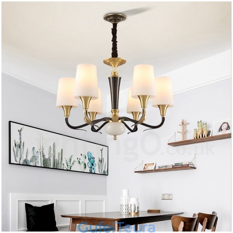 פליז טהור יוקרתי כפרי רטרו וינטג' נברשת אבן פליז תליון נר עם גווני זכוכית