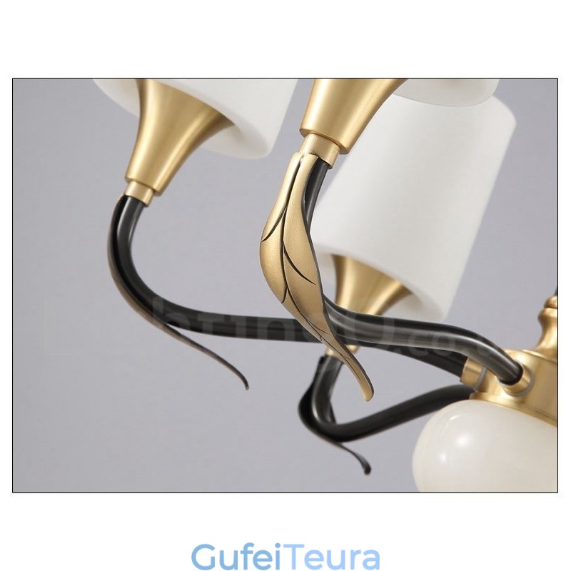 פליז טהור יוקרתי כפרי רטרו וינטג' נברשת אבן פליז תליון נר עם גווני זכוכית