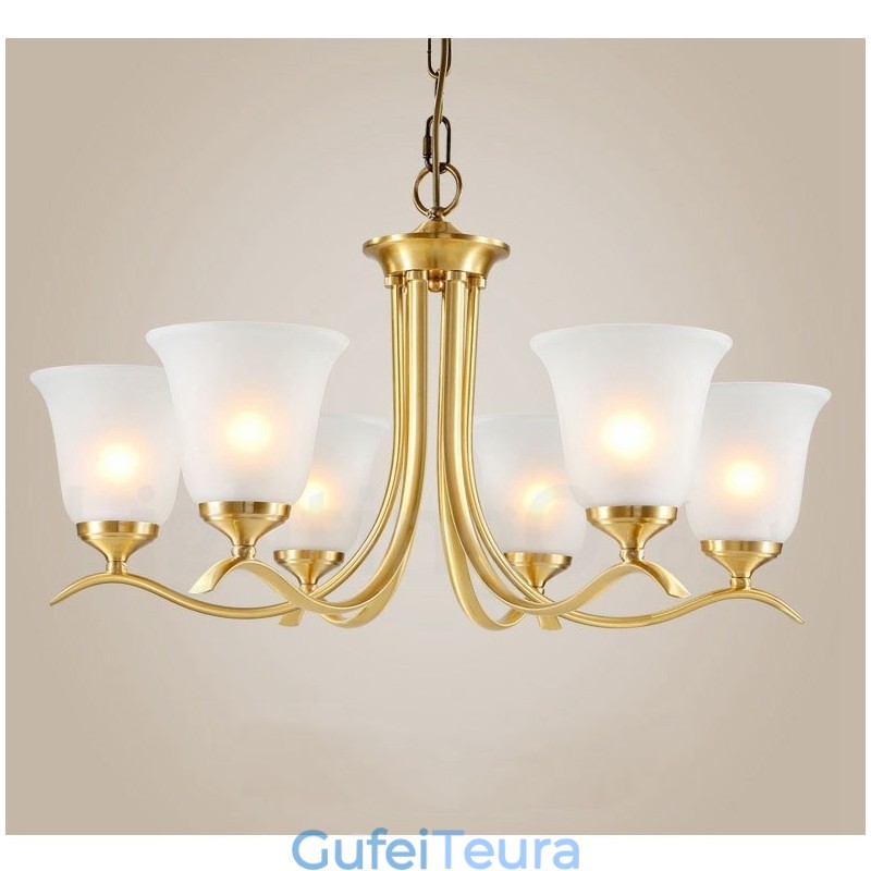 פליז טהור יוקרתי כפרי רטרו וינטג' פליז תליון נברשת נר עם גווני זכוכית