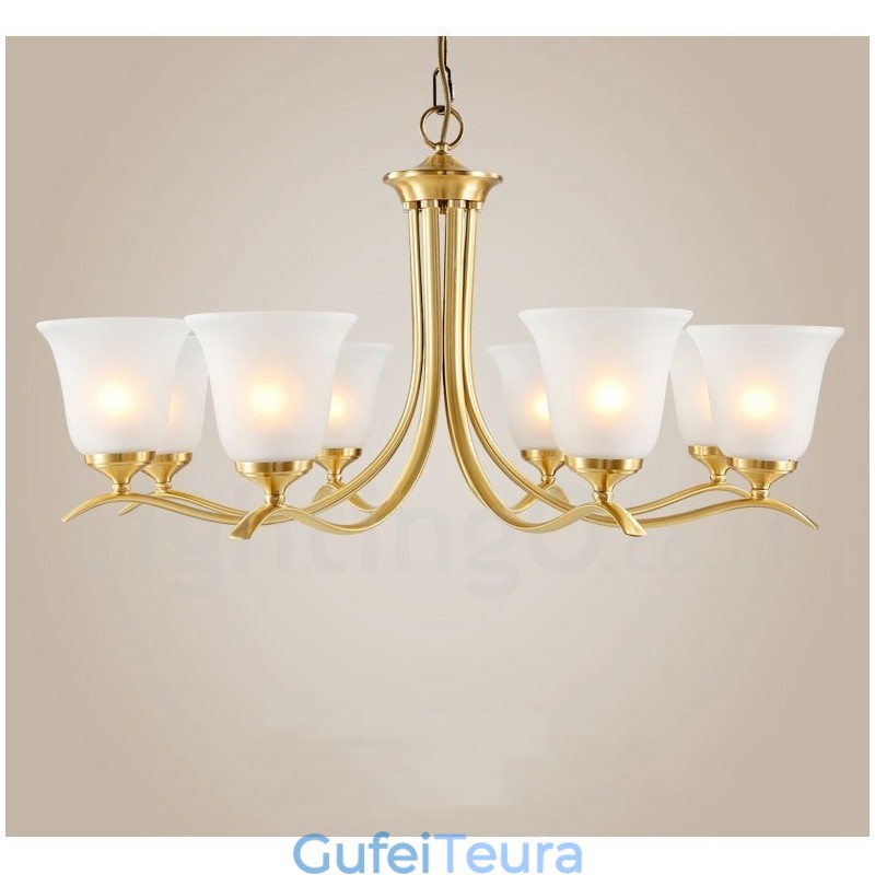 פליז טהור יוקרתי כפרי רטרו וינטג' פליז תליון נברשת נר עם גווני זכוכית