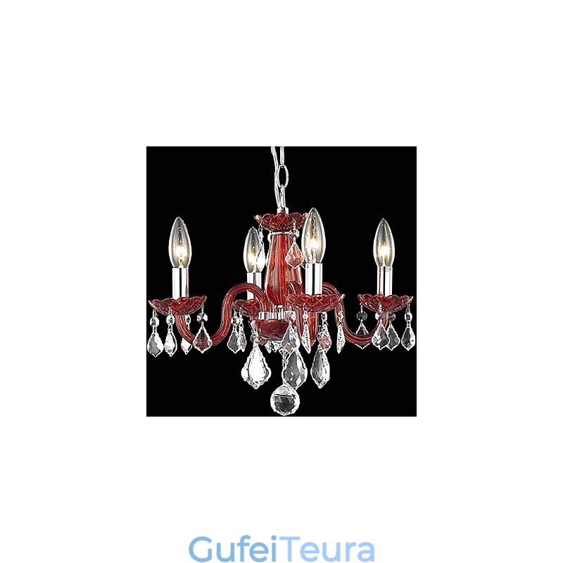 נר עם נברשת קריסטל עם 4 נורות באדום