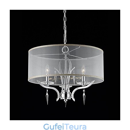 תליון קריסטל מודרני עם 3 נורות וגוון חצי שקוף