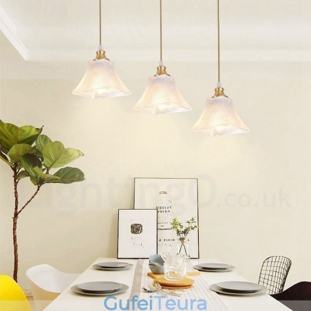 אור תליון בסגנון נורדי פליז טהור כפרי לודג' עם גוון זכוכית