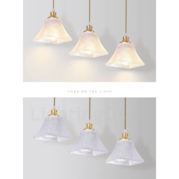 אור תליון בסגנון נורדי פליז טהור כפרי לודג' עם גוון זכוכית