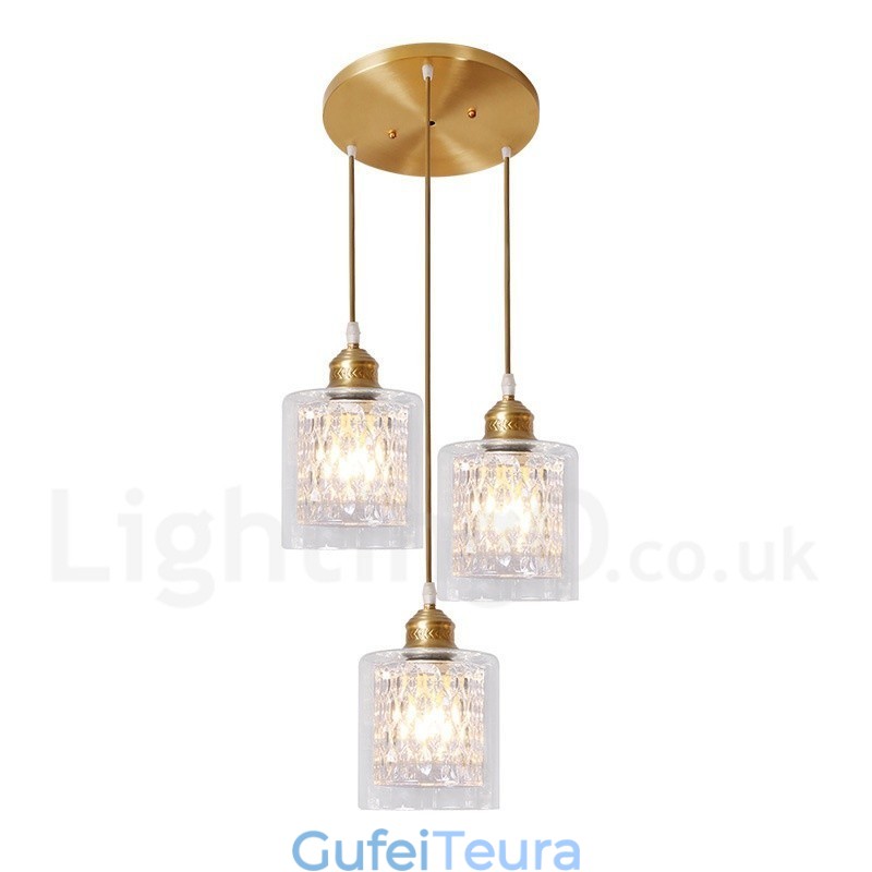 אור תליון בסגנון נורדי פליז טהור כפרי לודג' עם גוון זכוכית