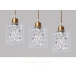 אור תליון בסגנון נורדי פליז טהור כפרי לודג' עם גוון זכוכית