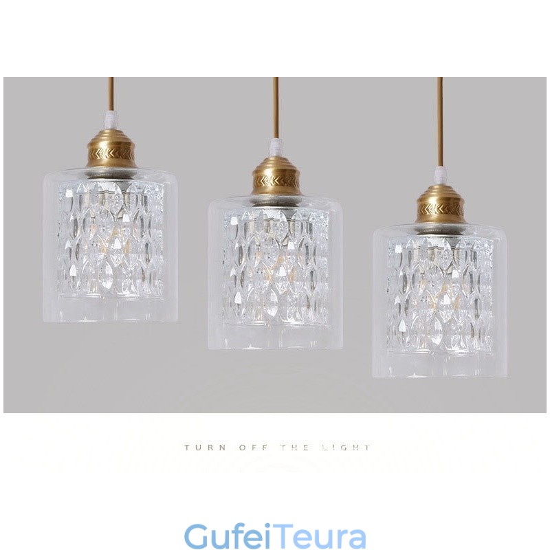 אור תליון בסגנון נורדי פליז טהור כפרי לודג' עם גוון זכוכית