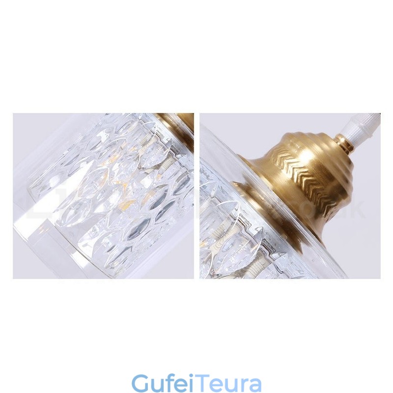 אור תליון בסגנון נורדי פליז טהור כפרי לודג' עם גוון זכוכית