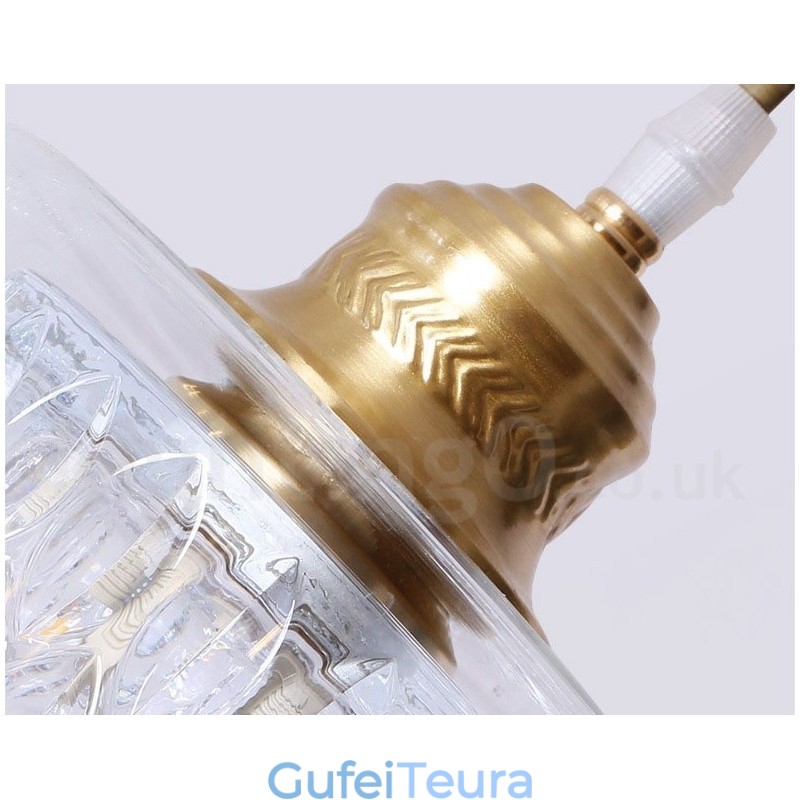 אור תליון בסגנון נורדי פליז טהור כפרי לודג' עם גוון זכוכית