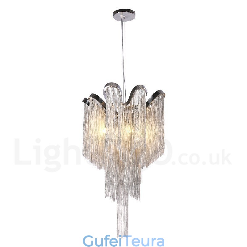 גדילי אלומיניום נברשת מעצב תליון בצבע כסף