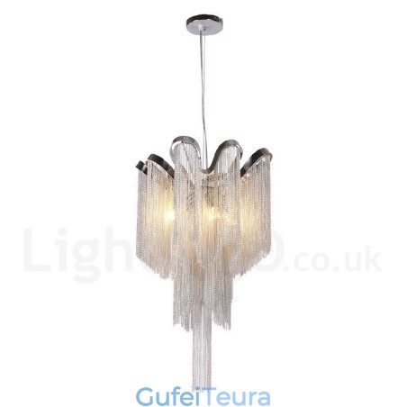 גדילי אלומיניום נברשת מעצב תליון בצבע כסף