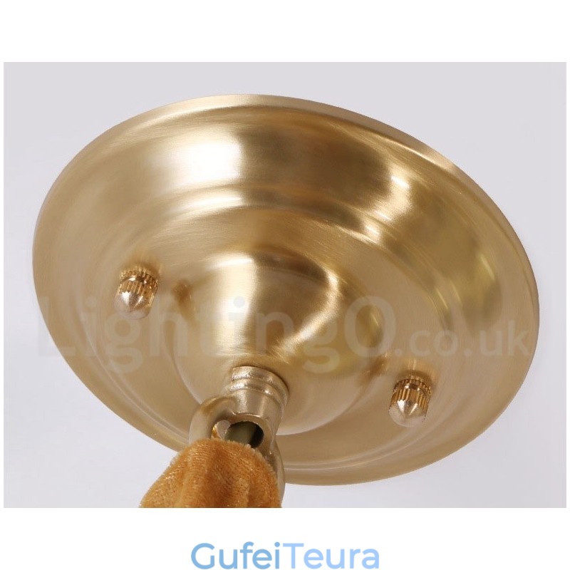 אור תליון בסגנון נורדי פליז טהור כפרי לודג' עם גוון זכוכית