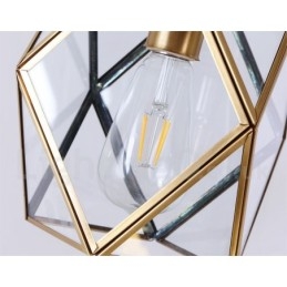 אור תליון בסגנון נורדי פליז טהור כפרי לודג' עם גוון זכוכית