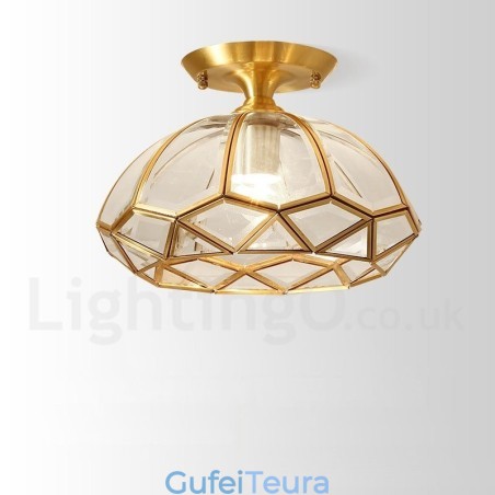 פליז טהור כפרי לודג' נורדי בסגנון פלאש הר תקרה עם גוון זכוכית