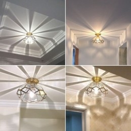 פליז טהור כפרי לודג' נורדי בסגנון פלאש הר תקרה עם גוון זכוכית