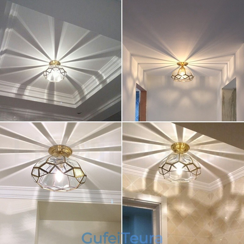 פליז טהור כפרי לודג' נורדי בסגנון פלאש הר תקרה עם גוון זכוכית