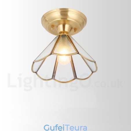 פליז טהור כפרי לודג' נורדי בסגנון פלאש הר תקרה עם גוון זכוכית