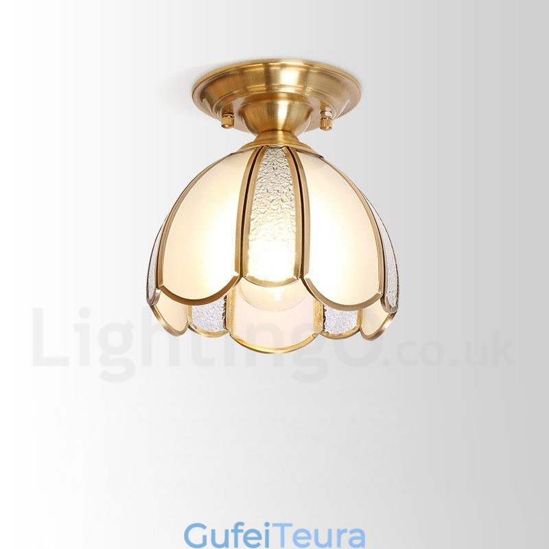 פליז טהור כפרי לודג' נורדי בסגנון פלאש הר תקרה עם גוון זכוכית