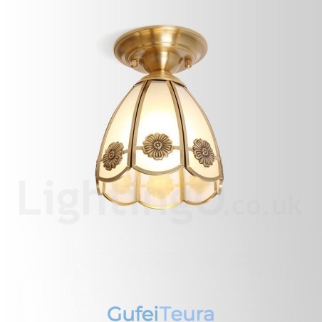 פליז טהור כפרי לודג' נורדי בסגנון פלאש הר תקרה עם גוון זכוכית