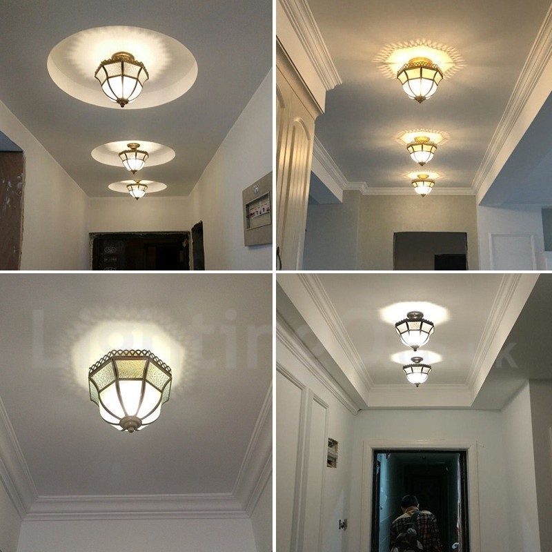 פליז טהור כפרי לודג' נורדי בסגנון פלאש הר תקרה עם גוון זכוכית