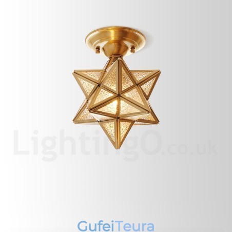 פליז טהור כפרי לודג' נורדי בסגנון פלאש הר תקרה עם גוון זכוכית