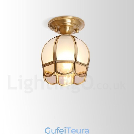 פליז טהור כפרי לודג' נורדי בסגנון פלאש הר תקרה עם גוון זכוכית