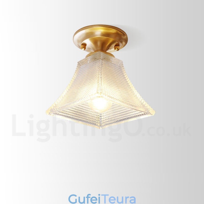 פליז טהור כפרי לודג' נורדי בסגנון פלאש הר תקרה עם גוון זכוכית