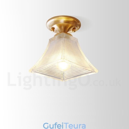 פליז טהור כפרי לודג' נורדי בסגנון פלאש הר תקרה עם גוון זכוכית