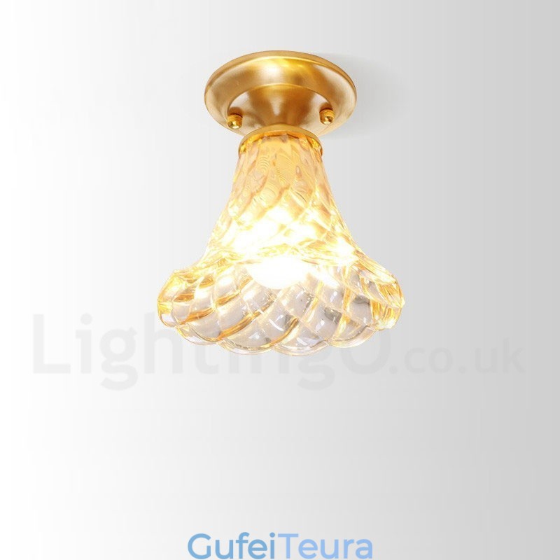 פליז טהור כפרי לודג' נורדי בסגנון פלאש הר תקרה עם גוון זכוכית