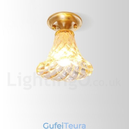 פליז טהור כפרי לודג' נורדי בסגנון פלאש הר תקרה עם גוון זכוכית