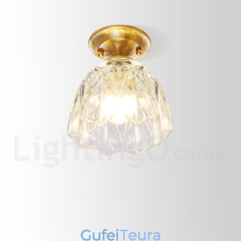 פליז טהור כפרי לודג' נורדי בסגנון פלאש הר תקרה עם גוון זכוכית