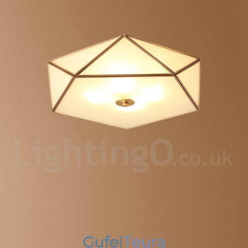 פליז טהור כפרי לודג' נורדי בסגנון פלאש הר תקרה עם גוון זכוכית