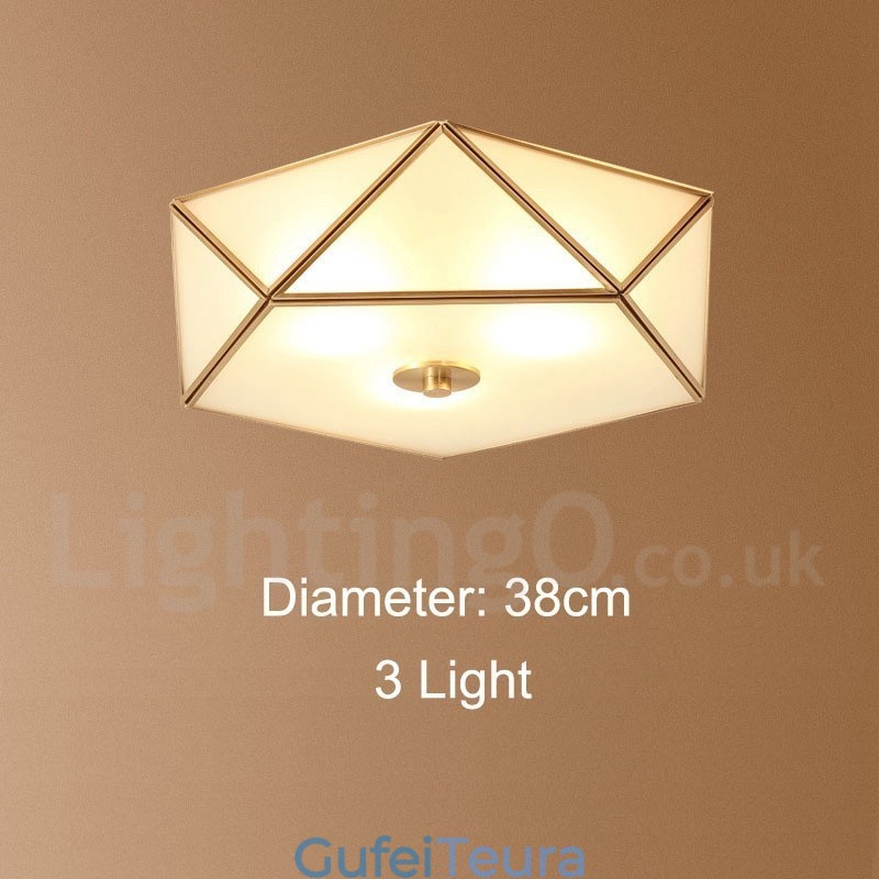 פליז טהור כפרי לודג' נורדי בסגנון פלאש הר תקרה עם גוון זכוכית