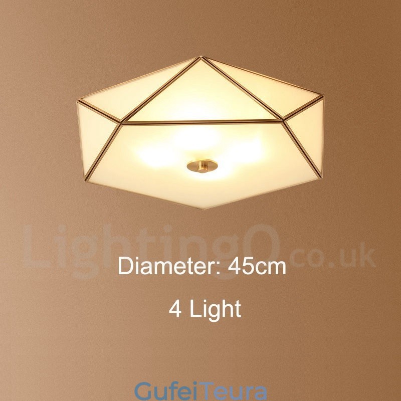 פליז טהור כפרי לודג' נורדי בסגנון פלאש הר תקרה עם גוון זכוכית