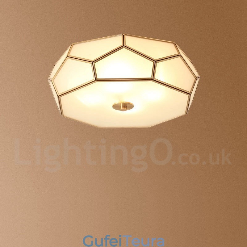 פליז טהור כפרי לודג' נורדי בסגנון פלאש הר תקרה עם גוון זכוכית