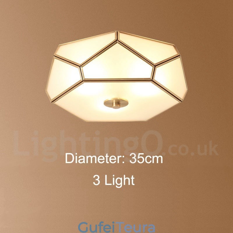 פליז טהור כפרי לודג' נורדי בסגנון פלאש הר תקרה עם גוון זכוכית