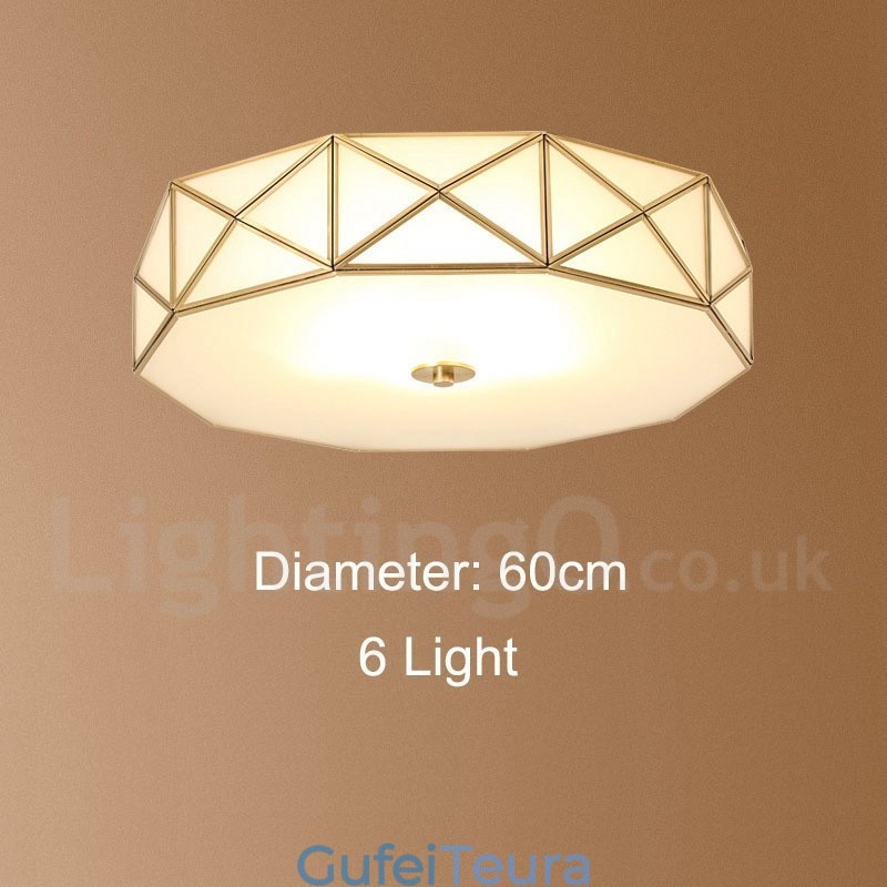 פליז טהור כפרי לודג' נורדי בסגנון פלאש הר תקרה עם גוון זכוכית