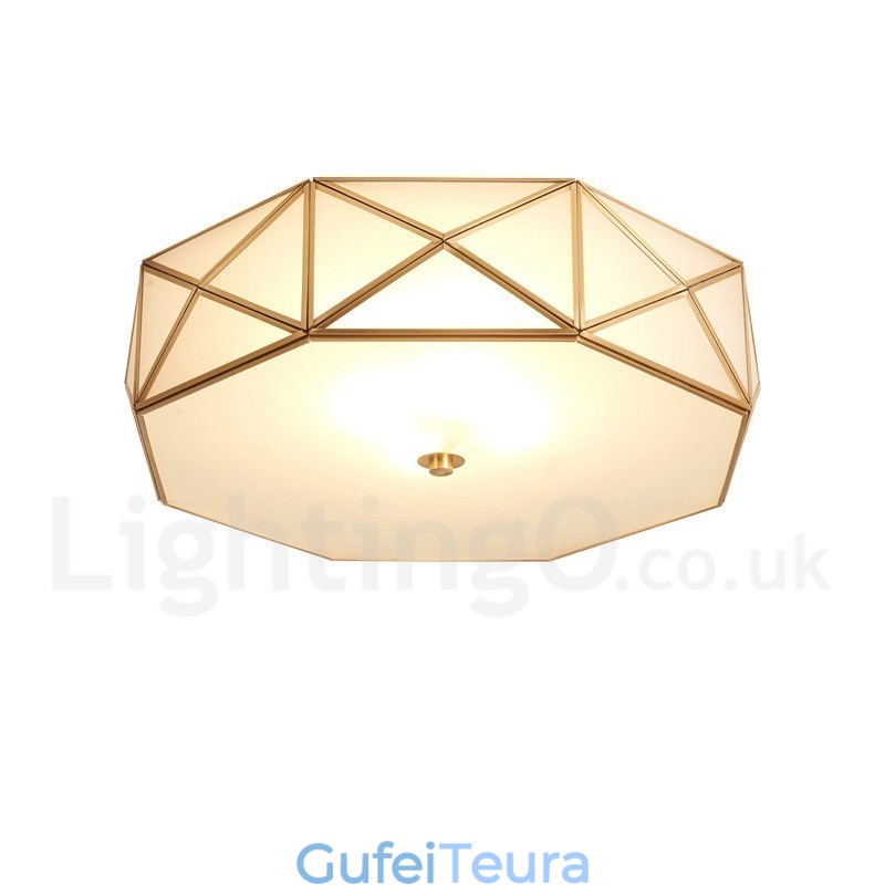 פליז טהור כפרי לודג' נורדי בסגנון פלאש הר תקרה עם גוון זכוכית