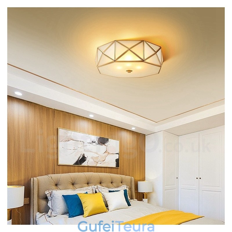 פליז טהור כפרי לודג' נורדי בסגנון פלאש הר תקרה עם גוון זכוכית