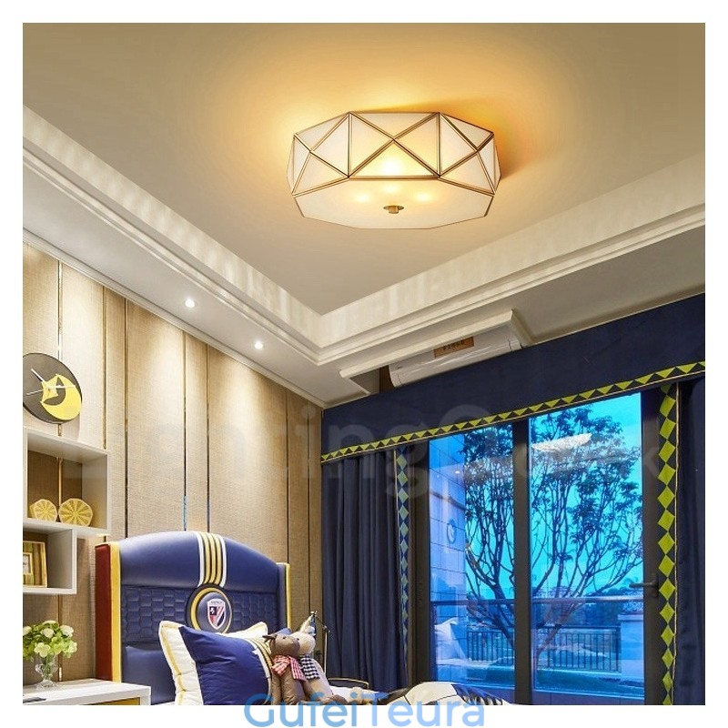 פליז טהור כפרי לודג' נורדי בסגנון פלאש הר תקרה עם גוון זכוכית