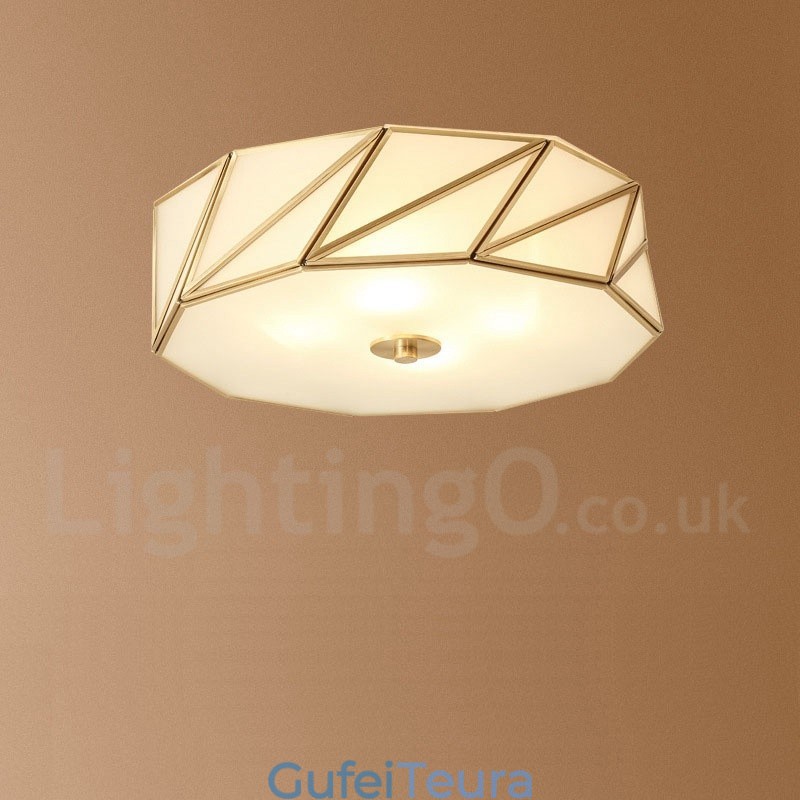 פליז טהור כפרי לודג' נורדי בסגנון פלאש הר תקרה עם גוון זכוכית